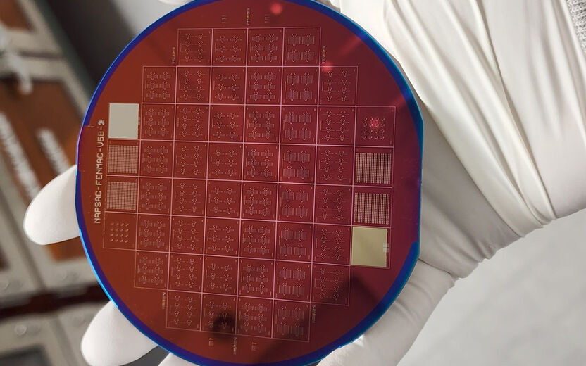 A prototype ferroelectric nanoelectromechanical multiply and accumulate computer array chip&nbsp;fabricated at Cornell contains multiple FeMEMS devices arranged to work together with the eventual goal of performing energy-efficient AI computations.